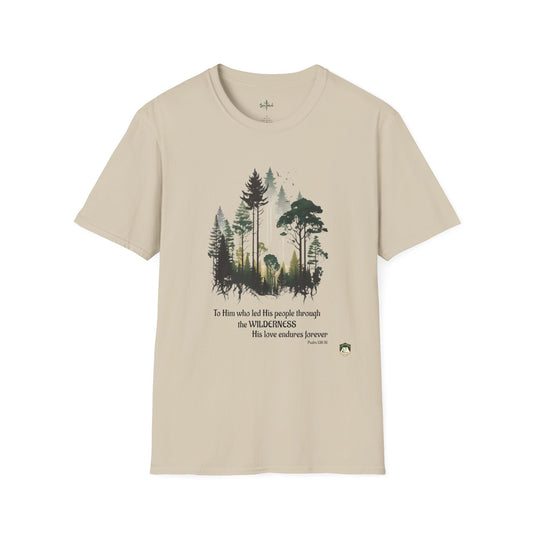 JC Wilderness Psalm 136:16 T-Shirt-Available in Sand and Sage