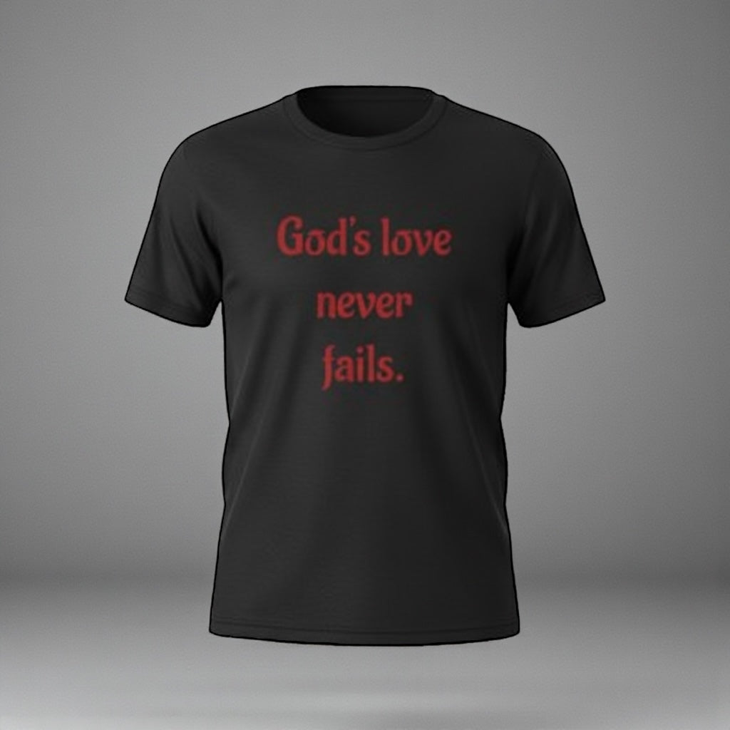 GOD'S LOVE NEVER FAILS -Unisex Softstyle T-Shirt-Select your color-Wear it. Believe it. Live it!