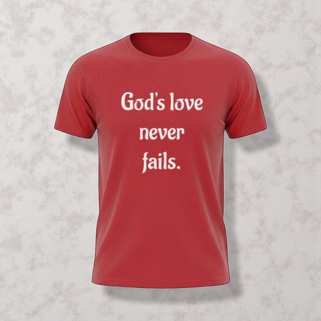 GOD'S LOVE NEVER FAILS -Unisex Softstyle T-Shirt-Select your color-Wear it. Believe it. Live it!