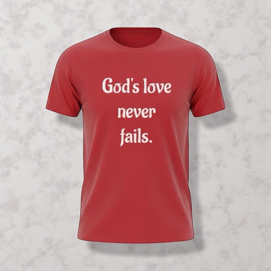 GOD'S LOVE NEVER FAILS -Unisex Softstyle T-Shirt-Select your color-Wear it. Believe it. Live it!