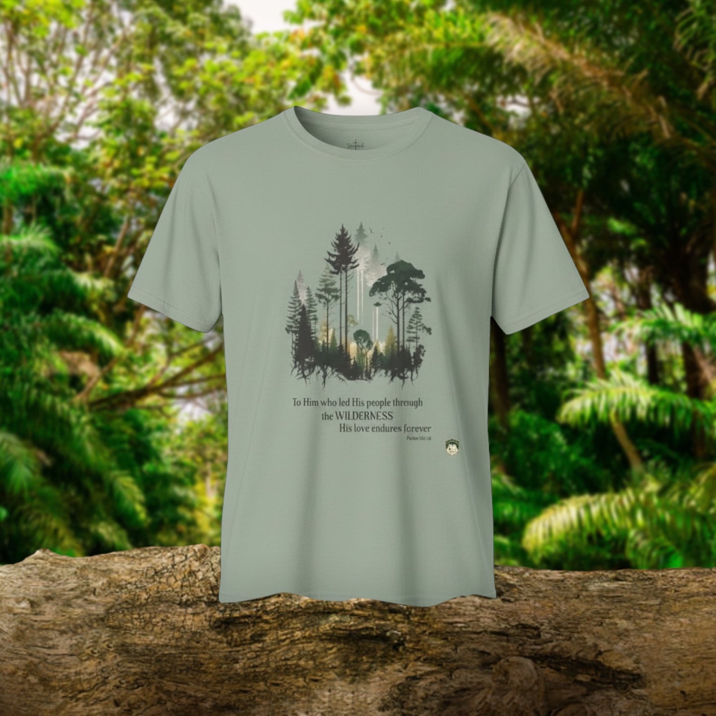 JC Wilderness Psalm 136:16 T-Shirt-Available in Sand and Sage