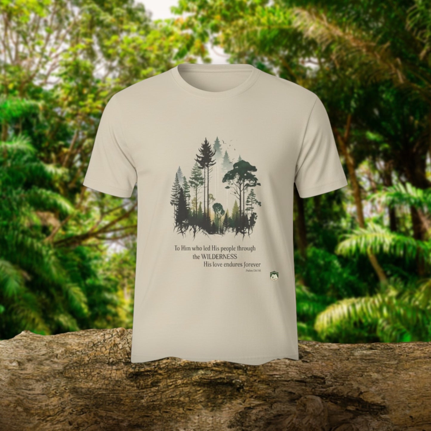 JC Wilderness Psalm 136:16 T-Shirt-Available in Sand and Sage